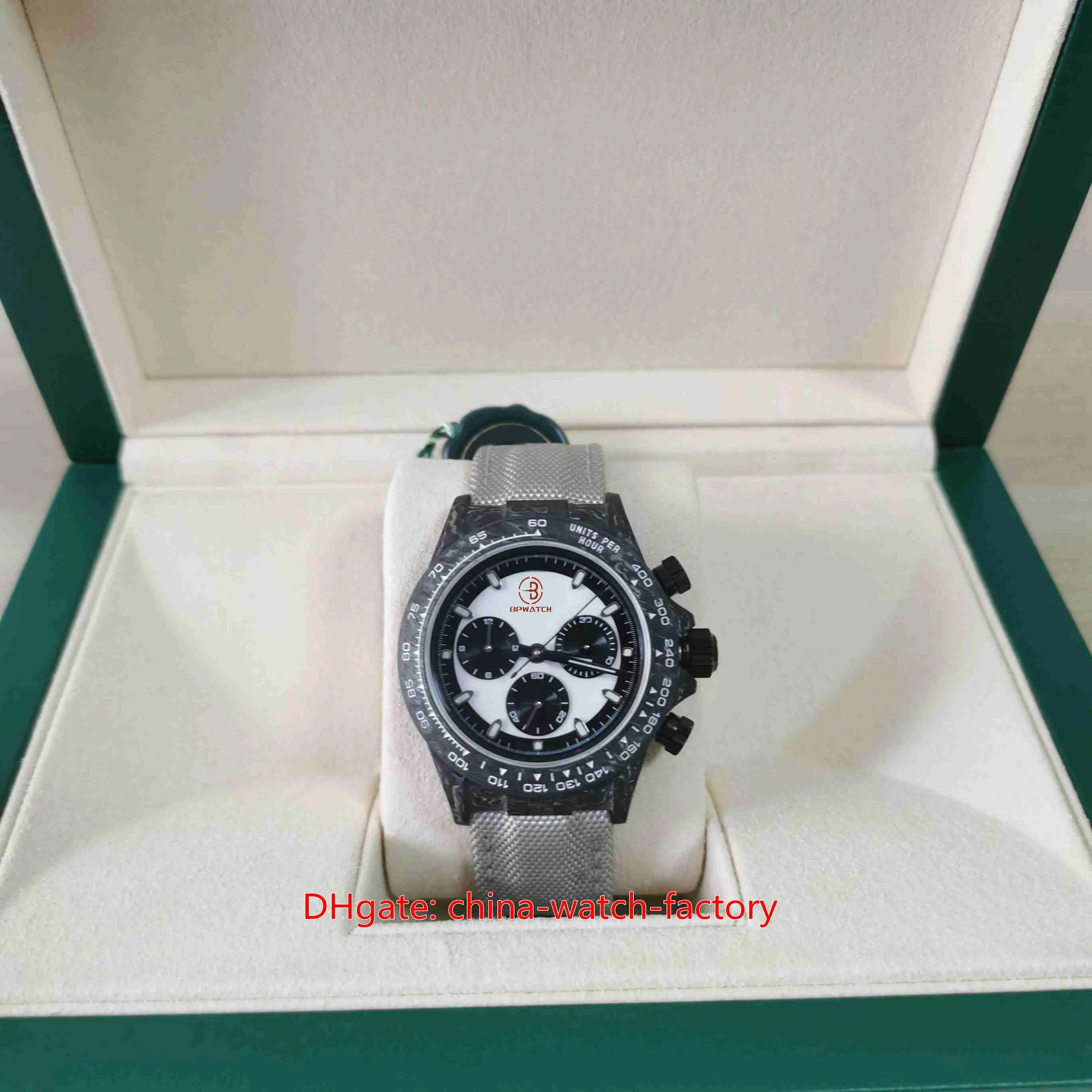 BÄTTSKAPITAL MENS Titta 40mm Cosmograph Diw Carbon Fiber Leather Watches Chronograph Stopwatch Cal.4130 MOSION MEKANISKA Automatisk herreleglar