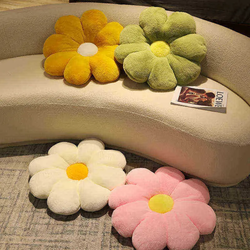 60 cm Super Soft Flower Petal Pillow Plush Pillow Sleep Pillow Fyllt Bekvämt växtstöd för barnflickans presentstol Bil J220729