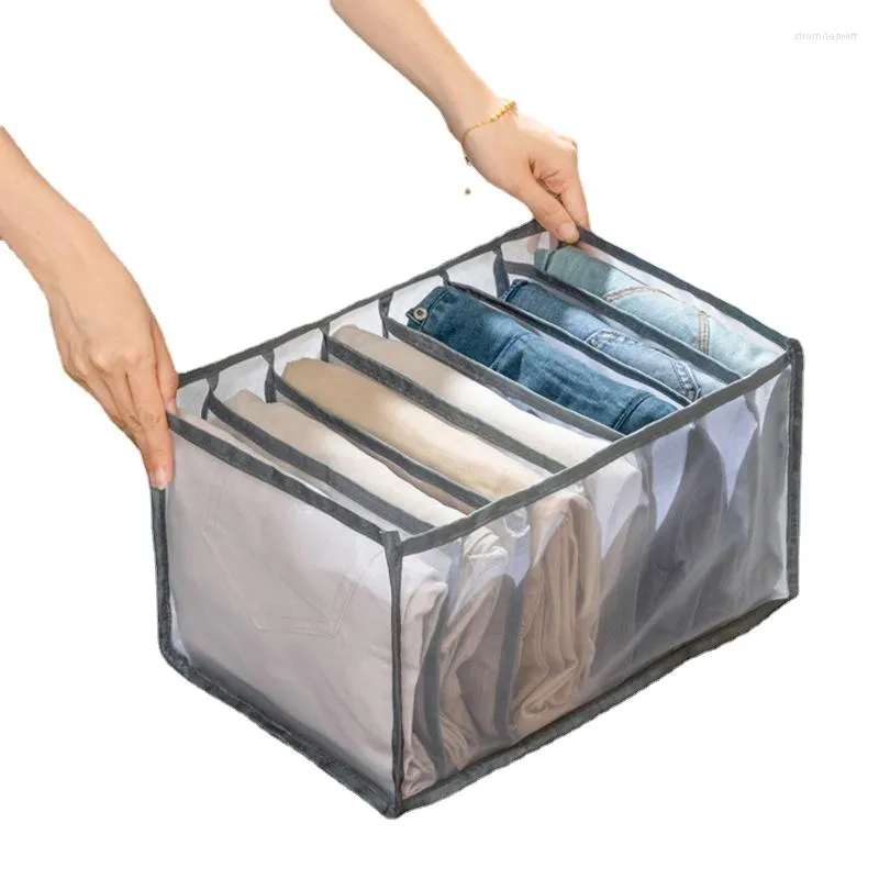 Storage Bags Plaid Bag T-shirt Clothes Artifact Pants Compartment Box Wardrobe Drawer Basket Jeans