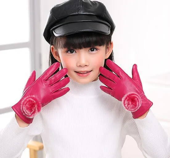Cinq doigts gants gants pour enfants d'automne d'automne épaississer la toison chaude doublure en cuir gants garçon fille enfants naturels en cuir de mouton en cuir de fourrure r1877 221107