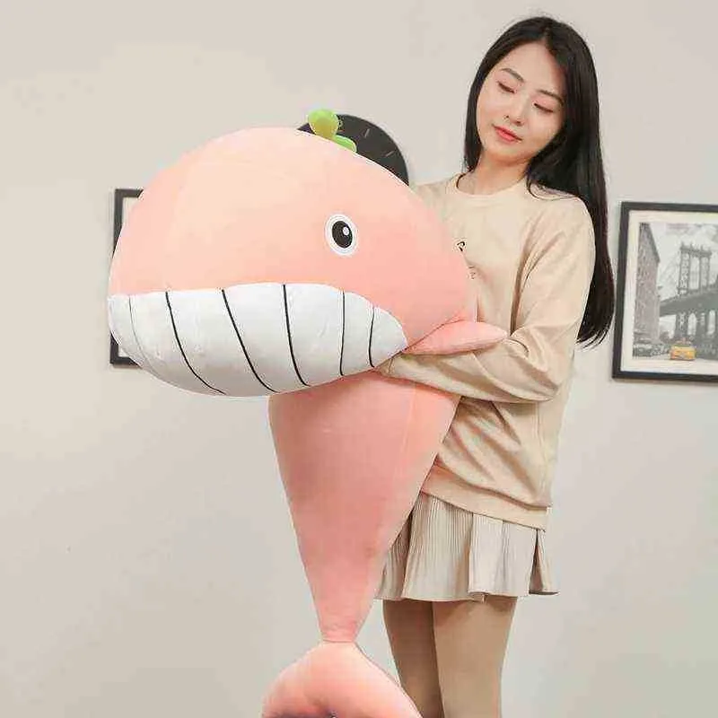 Super Soft 65120cm Giant Plush Toys Sea Animal Large Blue Whale Soft Toy Cuddly Animal LDREN Birthday Present J220729