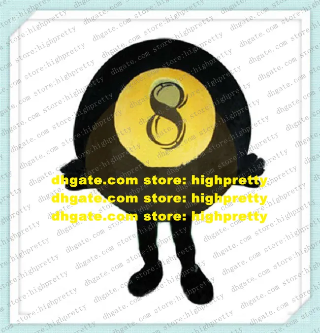 Amichevole Black Billiard Ball Carambola Mascot Costume Mascota Fancy Dress With Round Yellow Face Black Eight Chopine No.7192