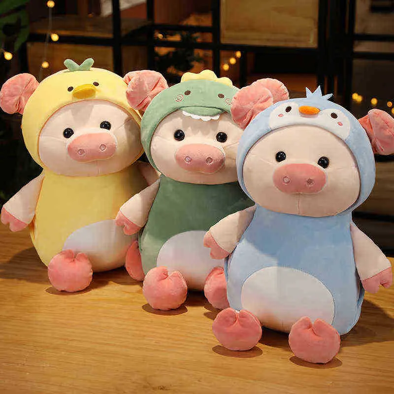 Mignon 40 cm Super doux cochon câlins en peluche Cosplay pingouin Animal jouet ck dinosaure lapin Pop oreiller doux main plus chaud cadeau J220729