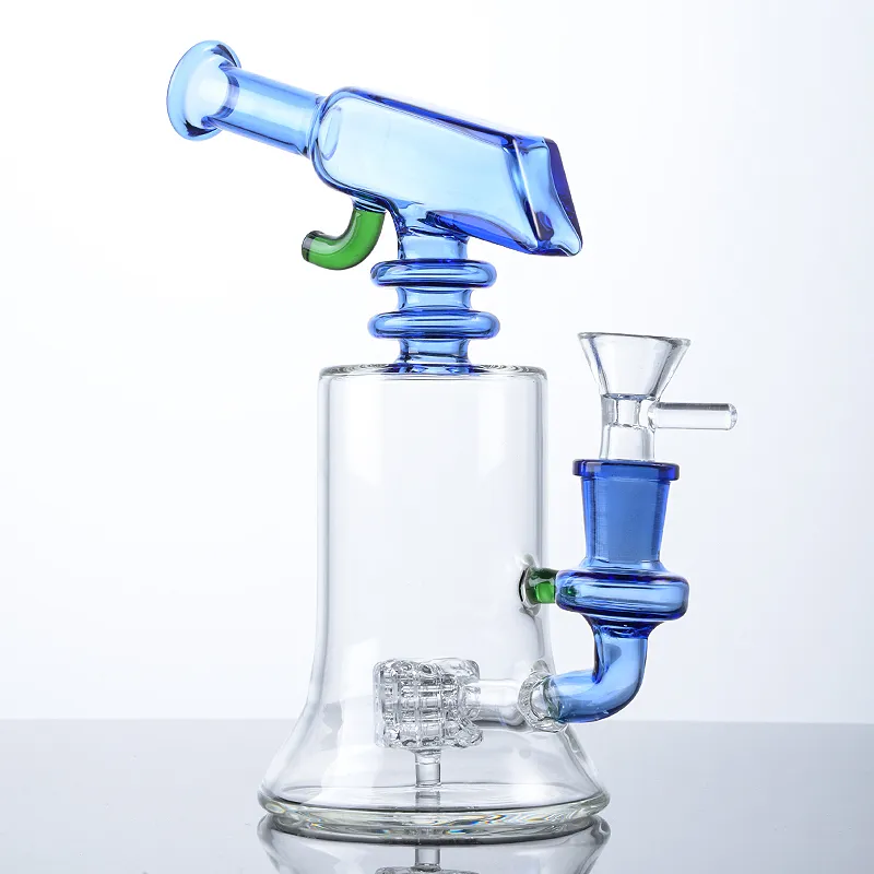 Groothandel unieke waterpijpen 7 inch mini bongs matrix perc bong side -nek rookpijp heady glazen waterleidingen 14 mm gewricht kleine olie dab rigs met kom