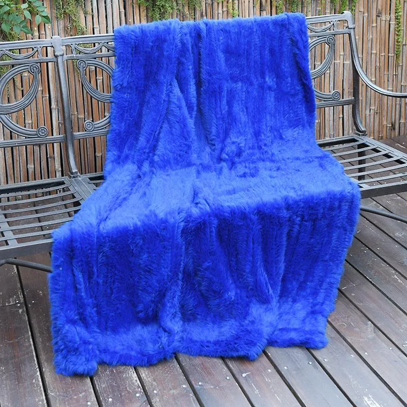 Couvertures CX-D-10K véritable fourrure tricotée en gros couverture douce pour canapé