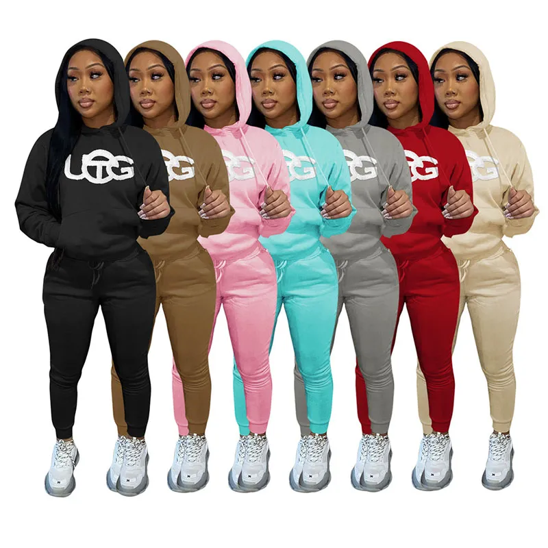 Survêtements pour femmes 2 pièces à manches longues tenue à capuche pour femmes ensemble de survêtement en velours grande taille combinaison de sport en velours vêtements de sport