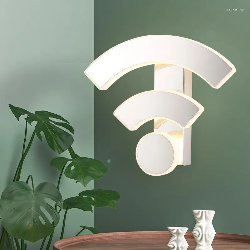 Wall Lamps Est Creative Metal Acrylic Lamp WIFI Shape Light LED For Bedroom Bedside El Aisle Indoor Lighting