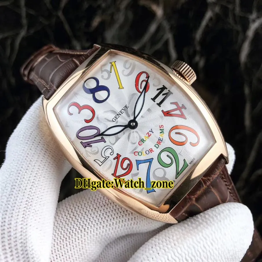 ساعات مجنونة جديدة 8880 CH 5NE COLER DREAMS AMALITION DIAL WHITE WATCH ROSE GOLD CASE LEATHER LEATH