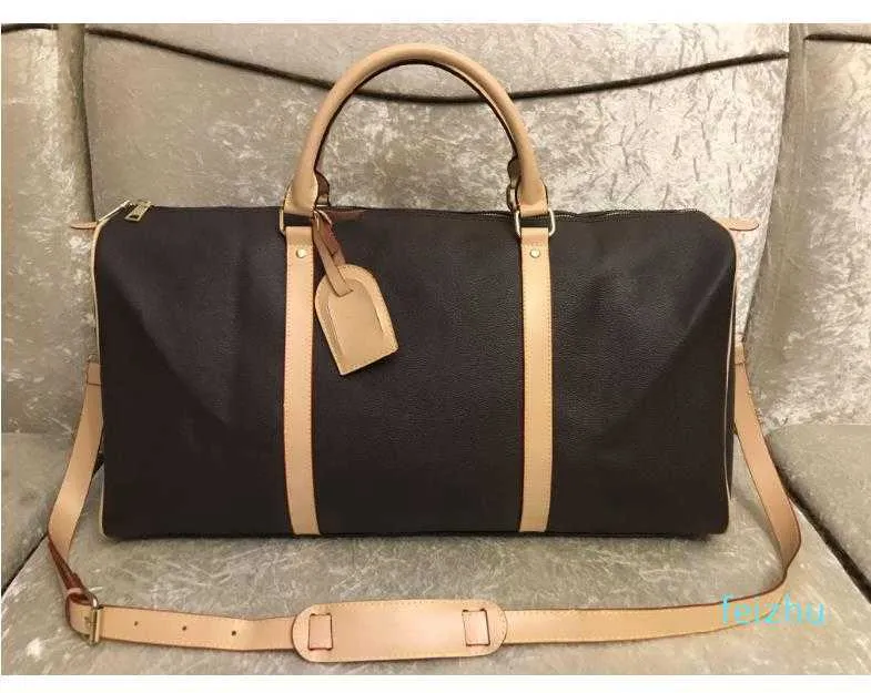 Erkekler Duffle Bag Wo Seyahat Seyir Bagaj Lüks Tasarımcı PU Deri Eller Büyük Çapraz Vücut Kılıfları 55cm