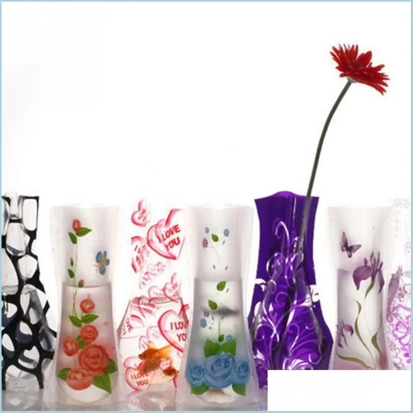 Vases Foldable Plastic Vase Reused Indestructible Vases For Flower Home Decoration Party Ecofriendly Pvc Drop Delivery Garden Dhqak