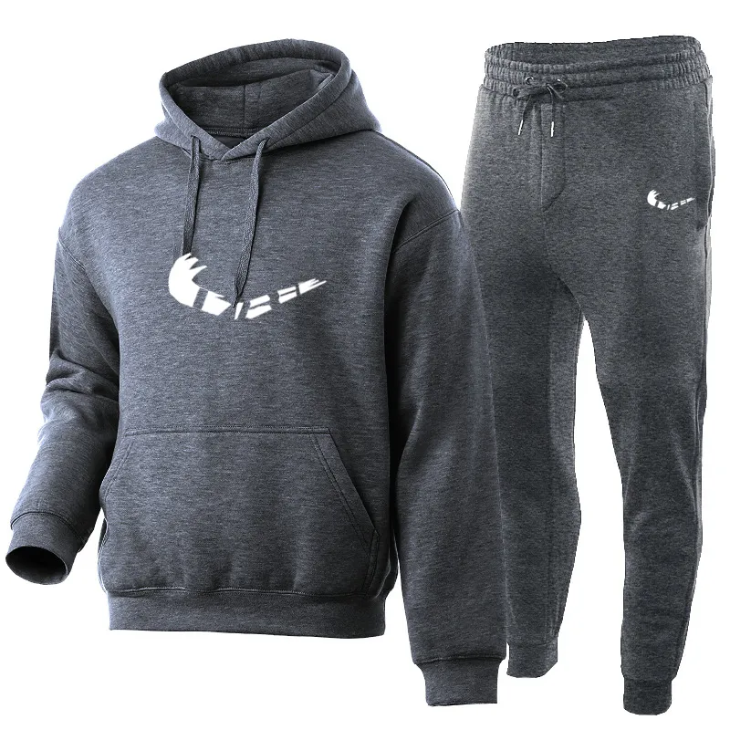 2022 Conjuntos de agasalhos masculinos de marca de inverno 2022 moletom com capuz calça jaqueta casual moletom designer de tecnologia de lã conjunto moda street joggers moletom