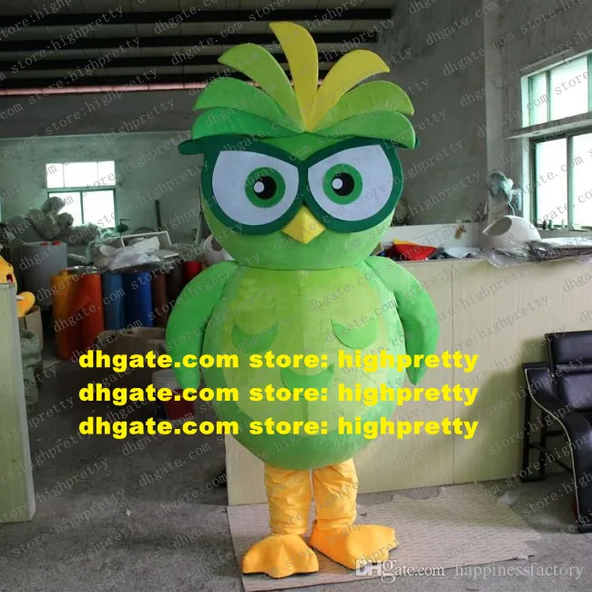 Green Owl mascotte kostuum volwassen stripfiguur Outfitpak Planning en promotie -jubileum van de activiteit ZZ7929
