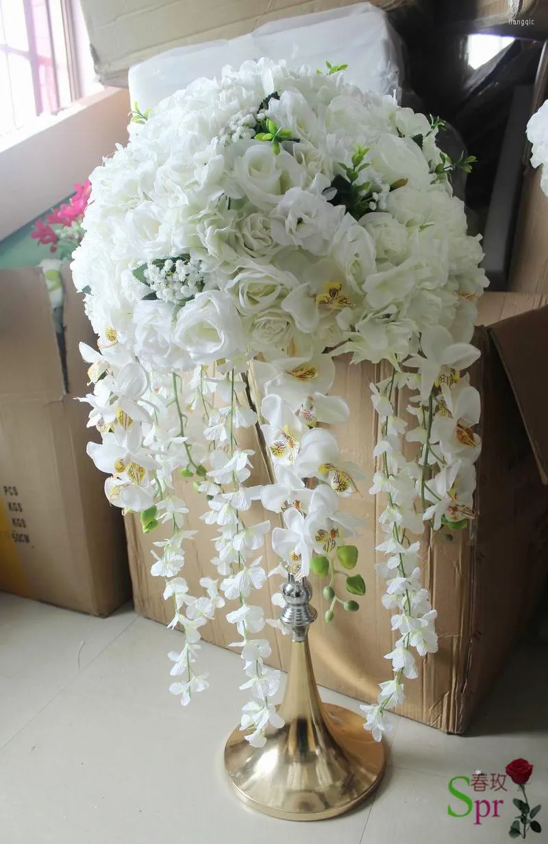 Decorative Flowers SPR High Quality-4pcs/lot 40cm Dial. Artificial Wedding Table Flower Center Ball Road Lead Decoration