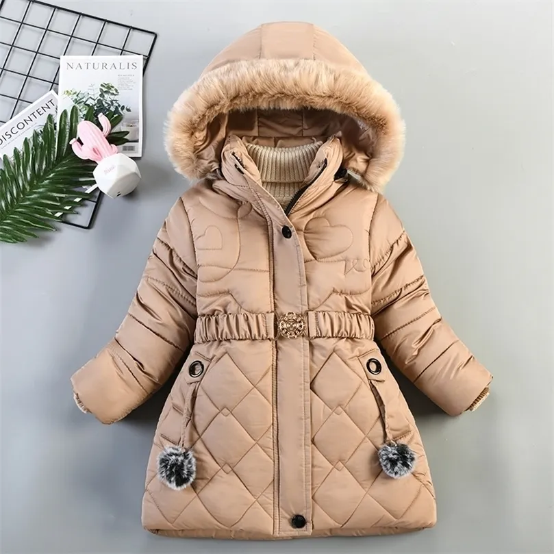 Jackor Autumn Winter Girls Jacket Keep Warm Hooded Fashion Windsecture Outerwear Birthday Christmas Coat 4 5 6 7 8 8 Year Old Kids kl￤der 221107