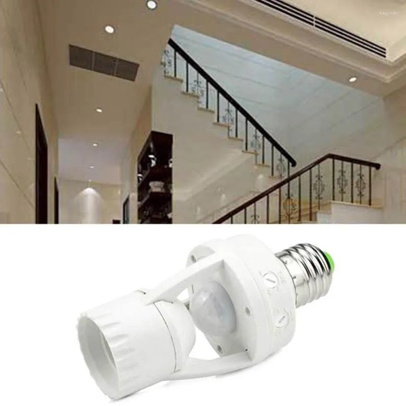 Lamp Holders 1PC PIR Human Body Motion Sensor LED With Control Switch Bulb Socket Suitable For E27 Screw Light Bulbs Drop