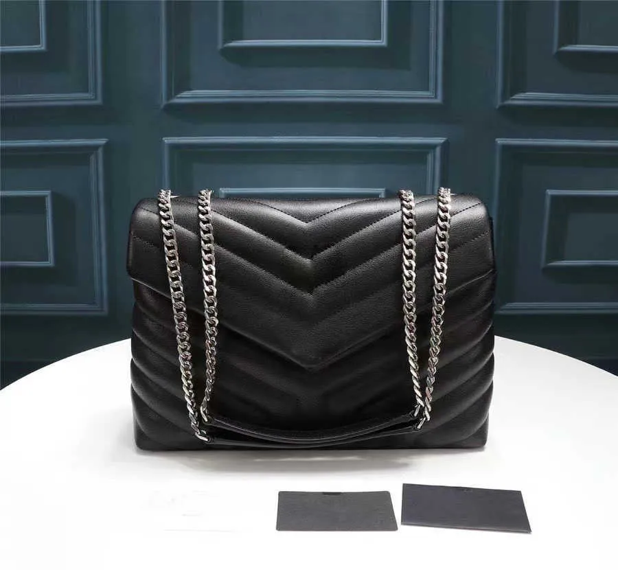 Designersreal autentisk kvalitetsdesigner Loulou Bag stora axelkedjor Crossbody Clutch Bags Pures Pures ￤kta kalvskinnl￤der