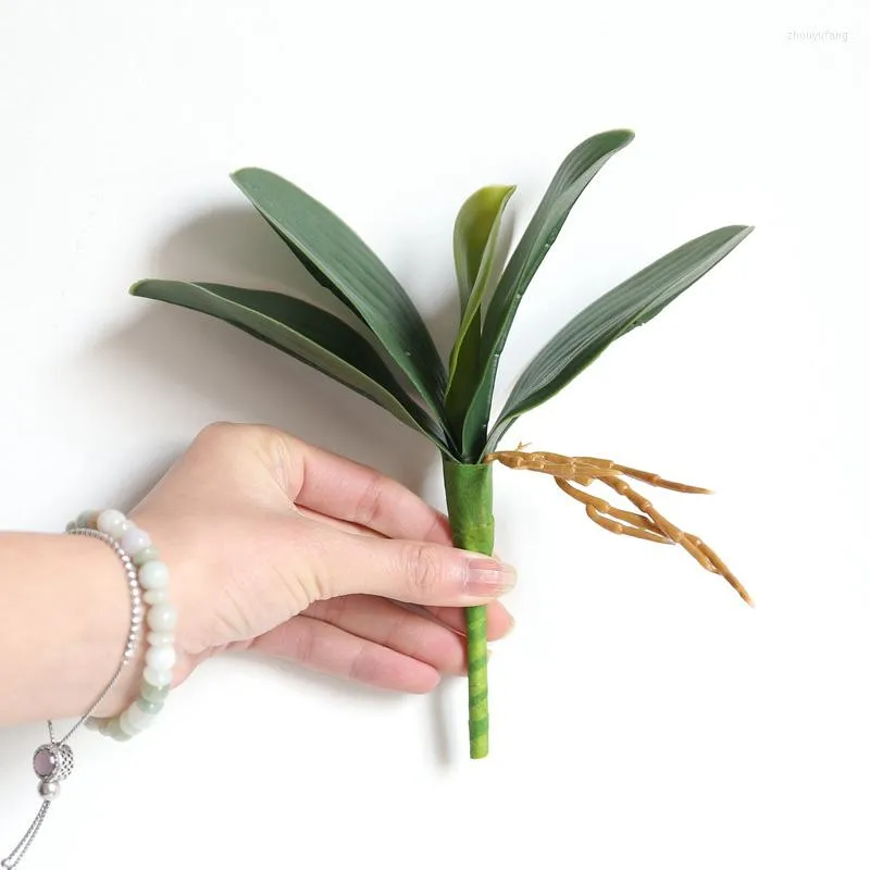 装飾的な花本物のタッチオーキッド人工植物ファレエノプシスリーフPU偽の花の素材補助葉の家の庭の装飾