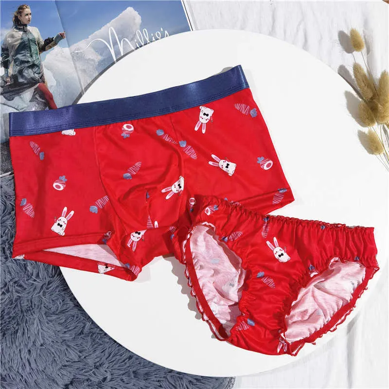 Briefs Panties Couple Underwear Set Men Boxer Shorts Sexy Lace Underpants  Cotton Lovers Cozy Lingerie T221109