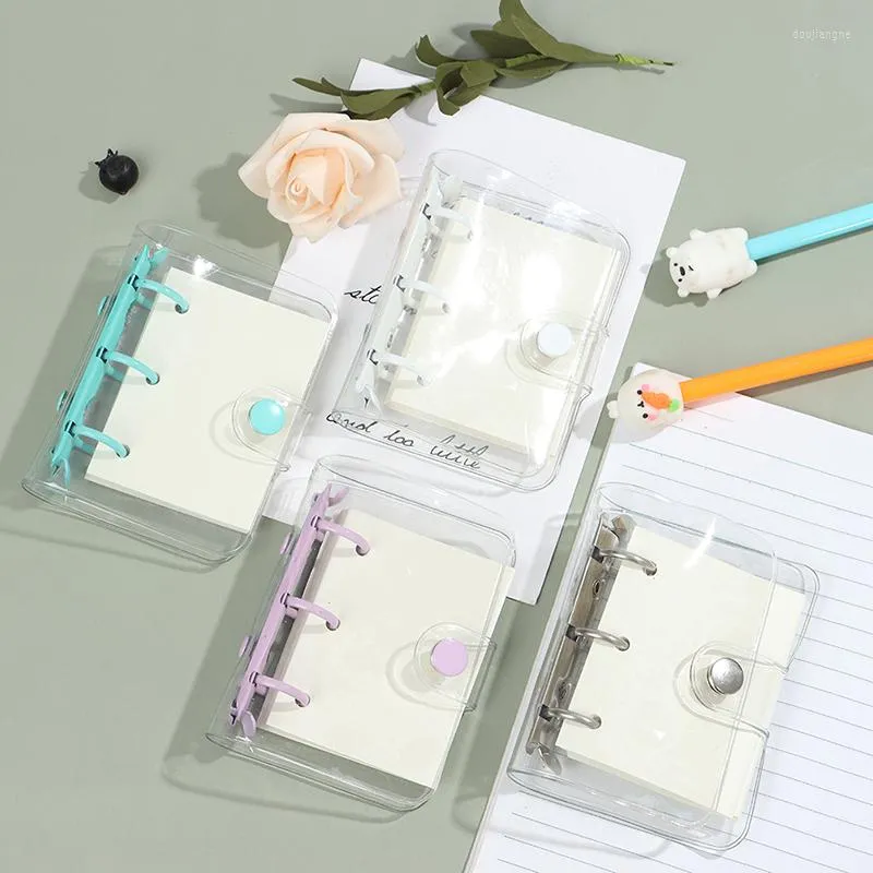 1Pc Cute Transparent 3 Ring Loose-leaf Notebook Student Portable Hand Book Binder School Supplies Stationery