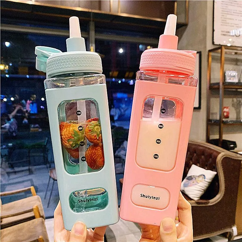 Kawaii Bear Plastic Water Bottle W/ Straw 700/900ml: Cute Gym/School  Drinking Cup For Girls, Bubble Tea/Juice Free 220119 From Shu10, $1.14