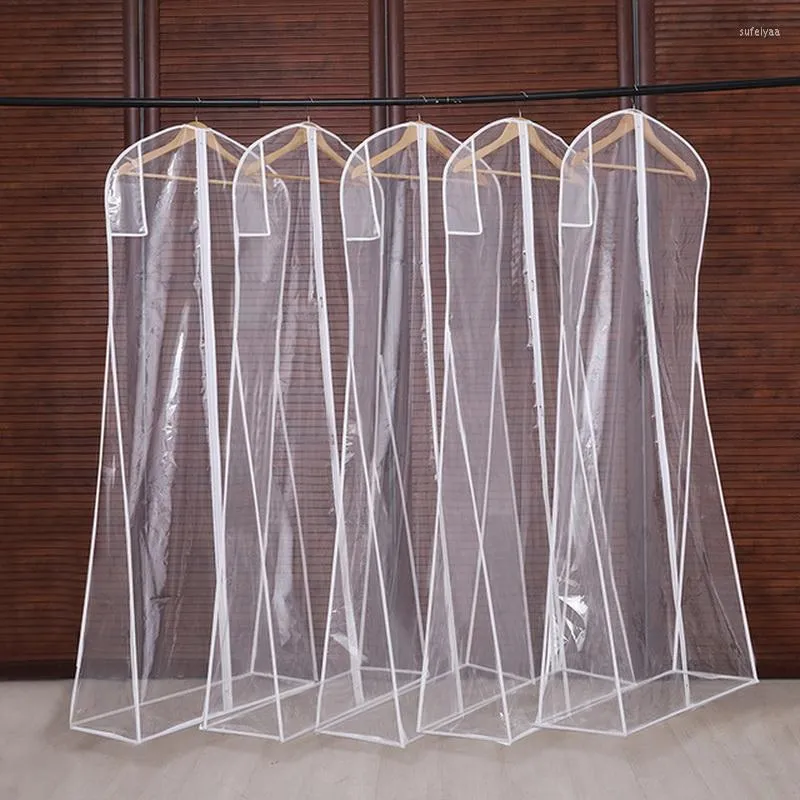 Storage Boxes Transparent Wedding Dress Dust Cover Omniseal Extra Large Waterproof PVC Solid Garment Bag