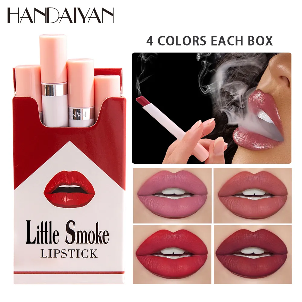 Handaiyan Lippenstift Mattes Zigarettenlippenstift-Set Rouge A Levre Smoke Coffret Box Einfach zu tragendes Make-up Rossetti