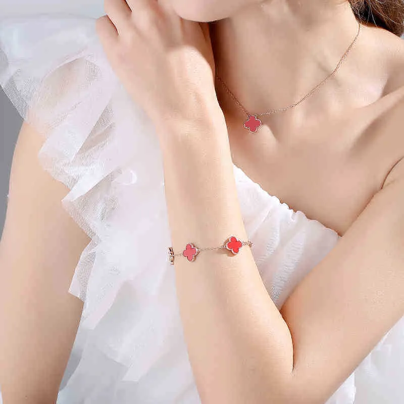 Anhänger Halsketten Anhänger Mode Ohrring Armband Halskette Vierblättriges Kleeblatt Glück Set Hochzeit Frauen Brautschmuck Sets VCCX