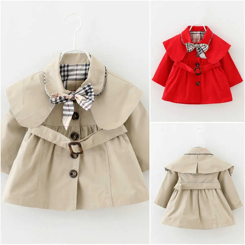 Zestawy odzieży płaszcz Baby Girls Trench Spring Autumn Tops Kurtka odzież dziecięca Dzieci Długie rękawy Es 0-3 lataars