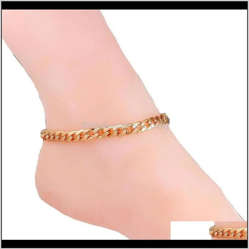 Fußkettchen Drop Lieferung 2021 Sommerschmuckfuß auf das Bein Gold Farbarmband Knöchelkette Kochbrand Armbänder für Frauen JTUEG293P