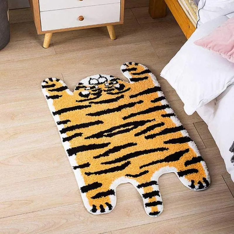 Tapetes de tigre de cartoon tapetes de tigre para garoto anti-deslizamento do banheiro doomato de quarto tapetes de área de banheiro decoração de casa de tapete 90x50cm