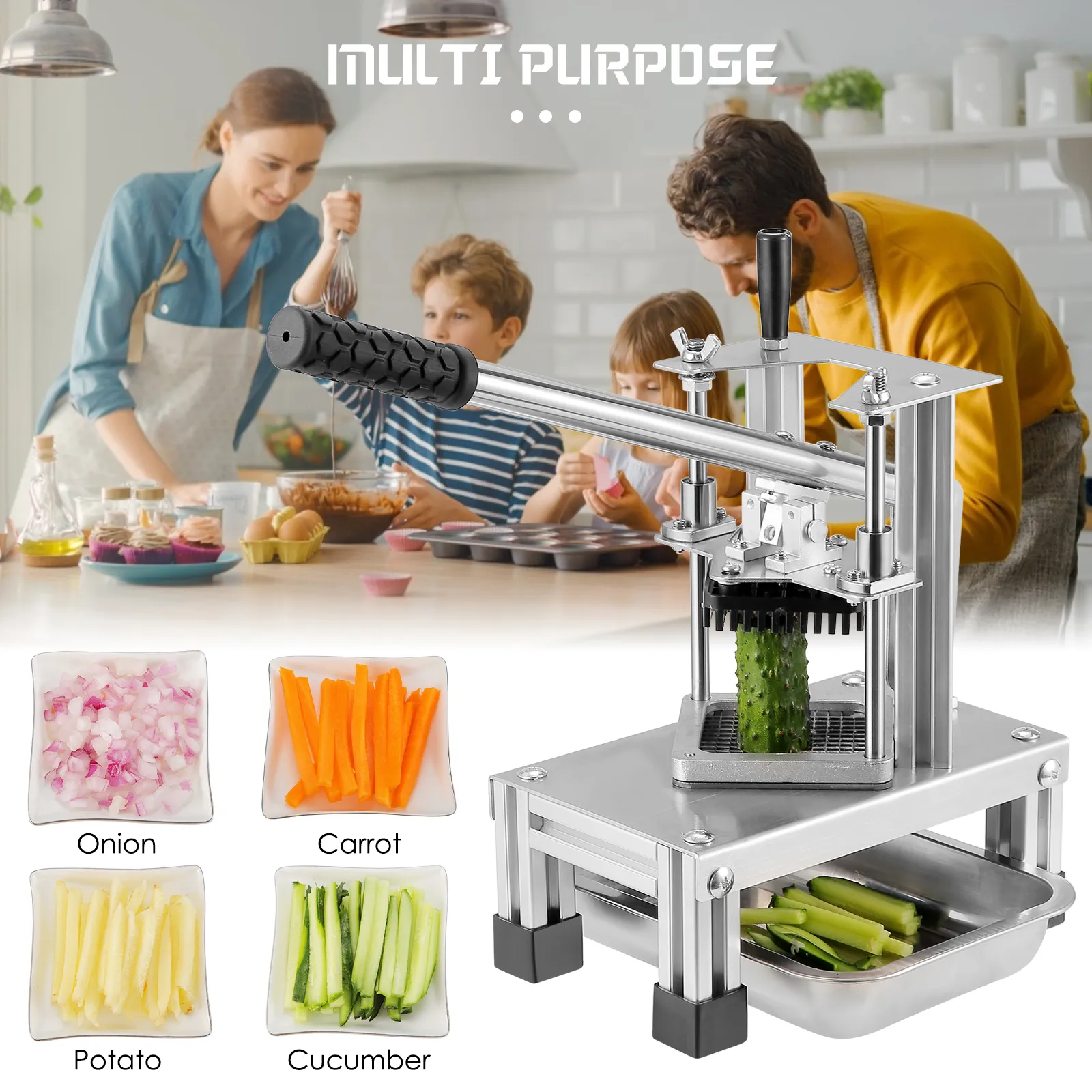 Commercial Potato Chipper Fruit Vegetable Slicer 3 Stainless Steel