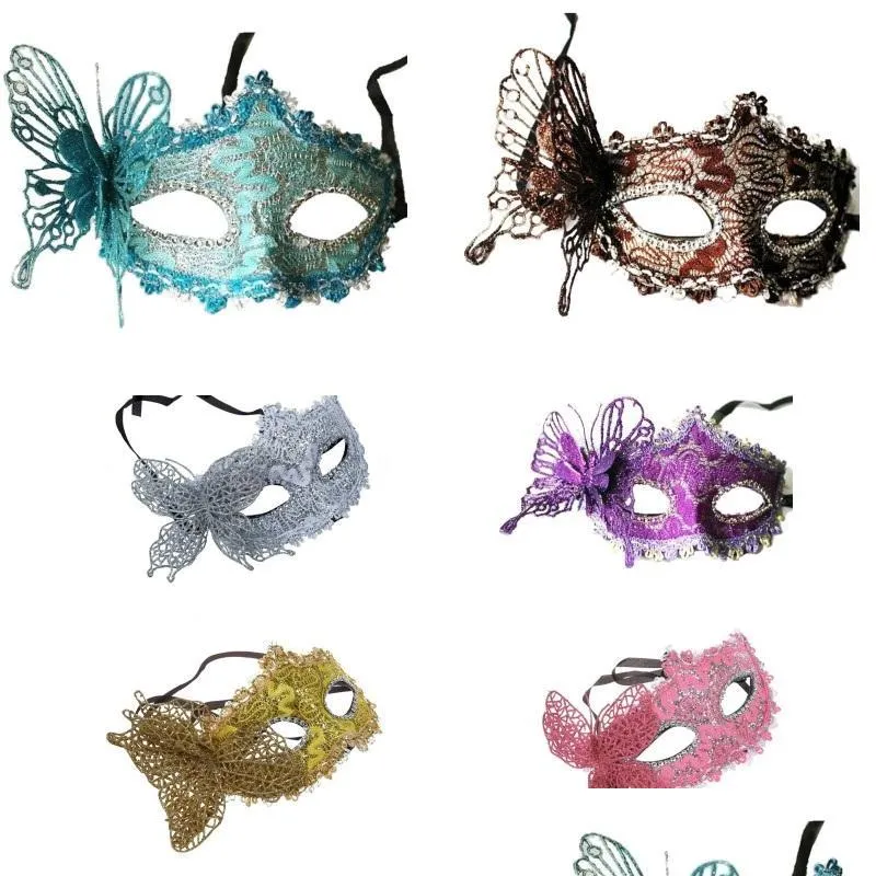 Party Masks Halloween Women Masquerade Mask Venetian Princess Costume Half Face Carnival Butterfly Masks Eye Drop Delivery Home Gard DH1D5