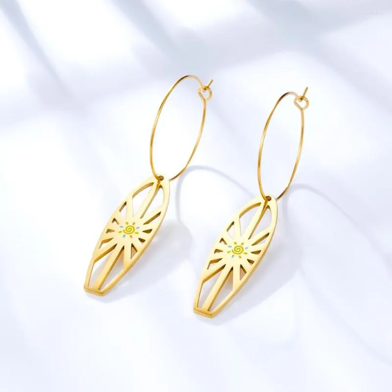 Pendientes de aro 2022 diseño de moda para mujer círculo dorado forma ovalada sol colgante amigos fiesta joyería regalos