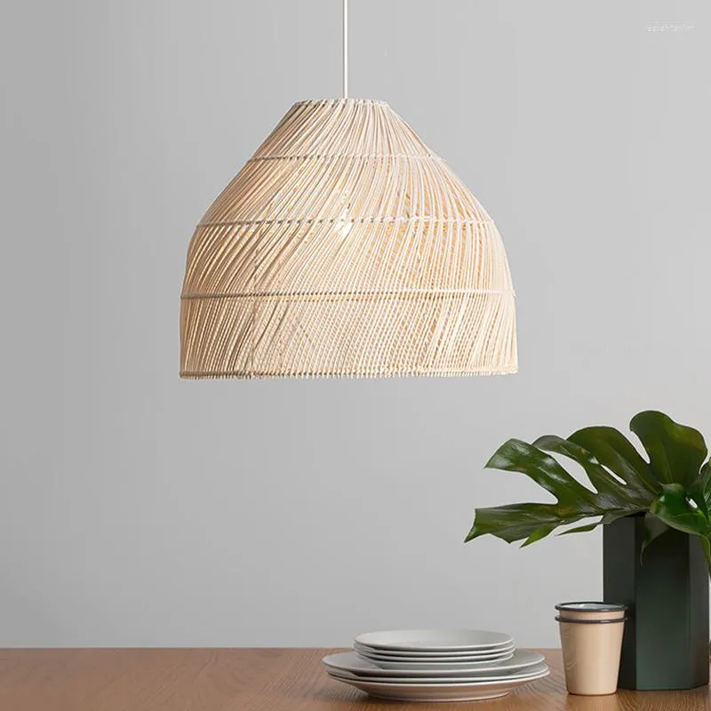 Kolye lambaları Modern Rattan Işık Fikstür Işıkları Minimalist Retro Hanglamp Dekor Yemek Odası Cafe Restoran E27 Asma Lamba