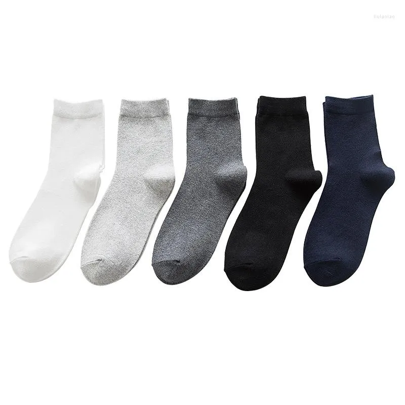 Chaussettes pour hommes hommes coton couleur unie décontracté épais hiver mâle Calcetines Sokken blanc noir Meias Skarpetki homme Sox