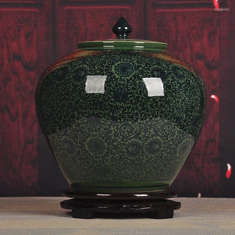 Le stockage met en bouteille le pot en céramique de pot de porcelaine de Jingdezhen de type Apple pour la décoration à la maison