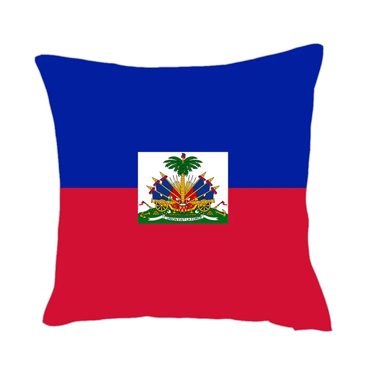 Haïti drapeau Throwpillow Cover 40x40cm Polyester Personnalized Square Satin Cushion abase de coussin avec fermeture éclair invisible pour canapé décoratif