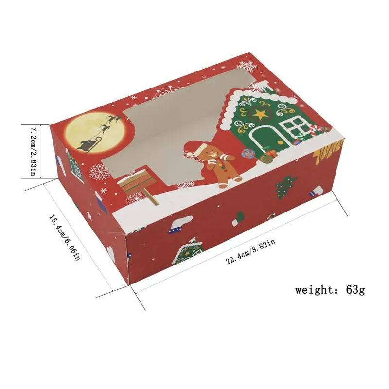 Large Size Christmas Candy Cookie Cardboard Box With Plastic Pvc Window Gingerbread Chocolate Gift Gift Box LX5252