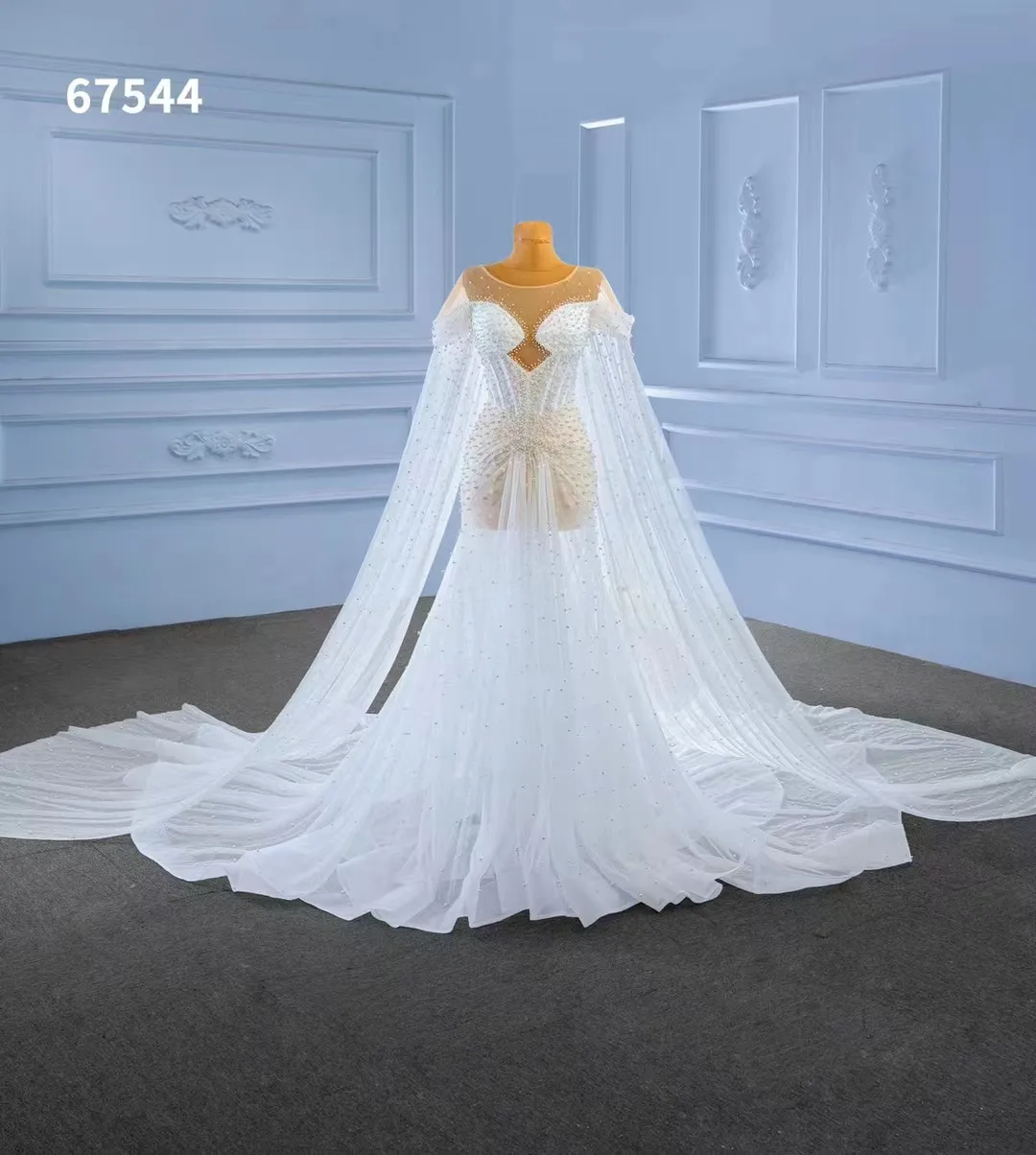 Sweetheart wedding dress handmade beading elegant show thin show high fish tail one shoulder heavy SM67544