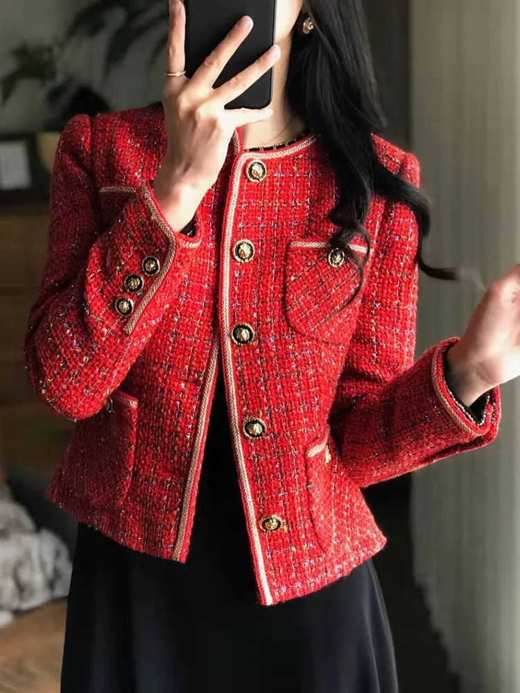 Veste tweed rouge new arrivals