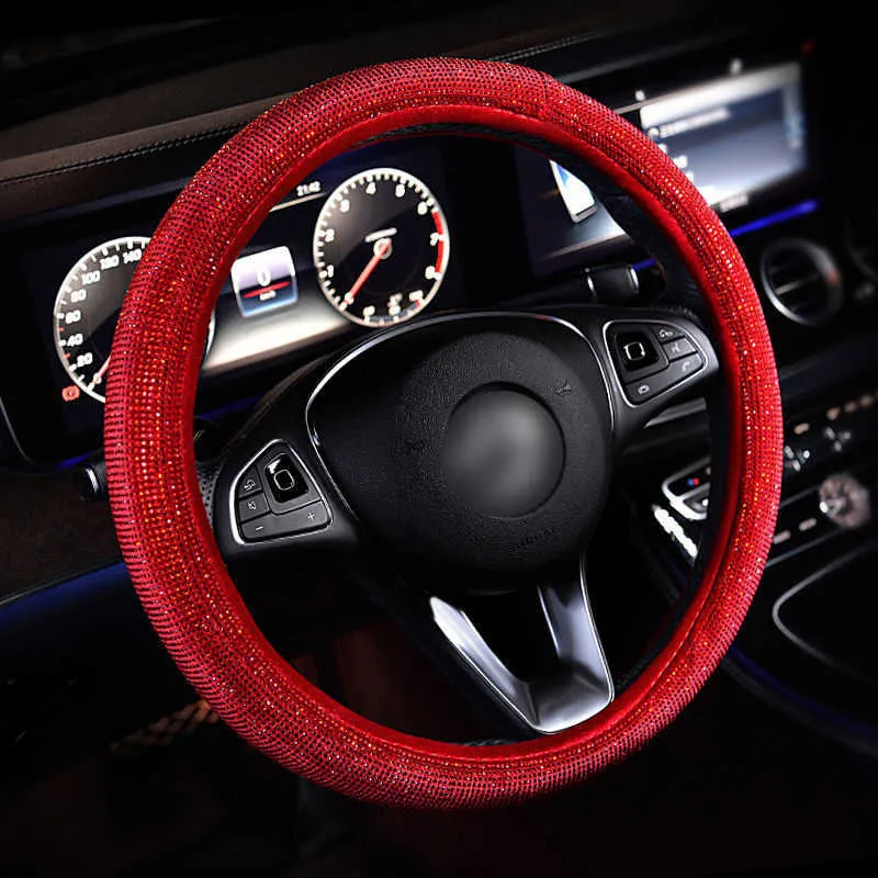 Luxury Crystal Purple Pink Bling Steering Wheel Cover Covers With