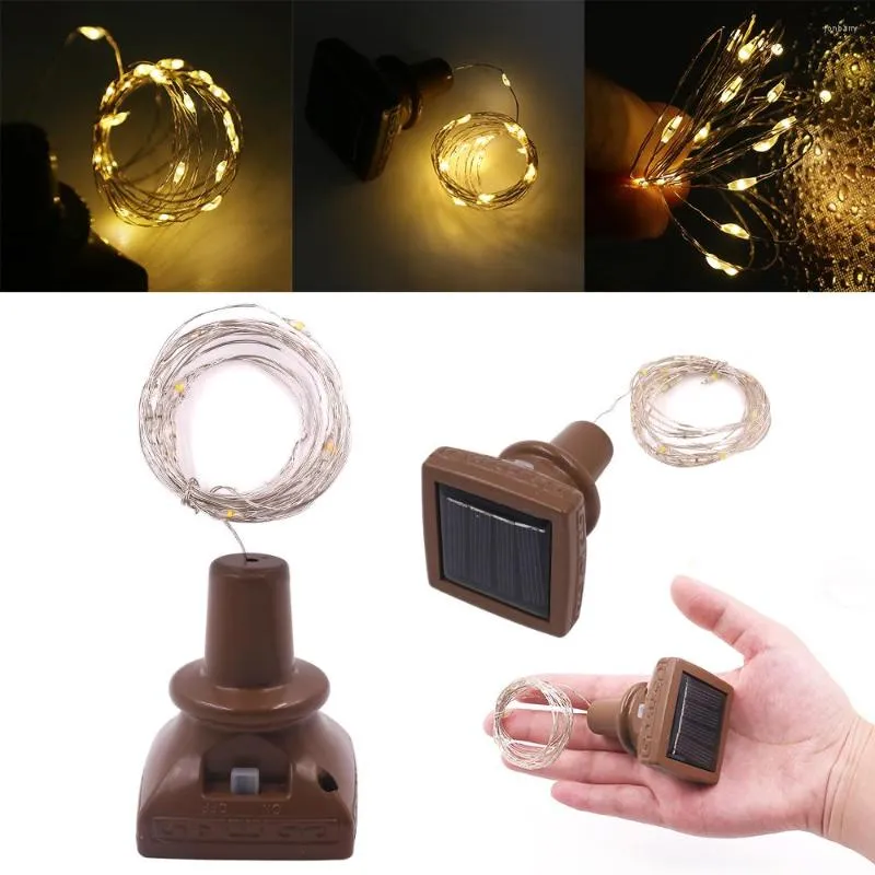 Strings Solar/ Battery Power Cork em forma de led noturno de fada de cobre luzes luzes de corda de vinho lâmpada de lâmpada de lâmpada de casamento da festa de natal