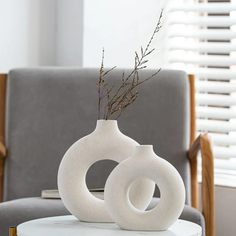 Keramik-Vase In Weiß – Elegante Blumenvase Für Pampasgras & Deko, In 2 Größen Erhältlich