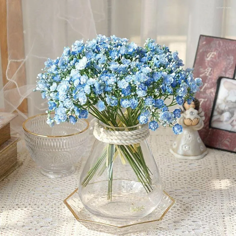 Fleurs décoratives 40 têtes / paquet Mini fleur artificielle Babysbreath Bouquet de soie à la main Faux Flore Plantes Maison Décoration de fête de mariage