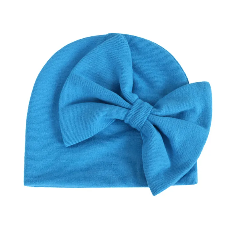 0-6M Newborn Cotton Bowknot Beanie Hat Sprint Winter Bow Bonnet Baby Girls Cute Hairbow Skullcap Fontanelle Protect Toddlers Cap