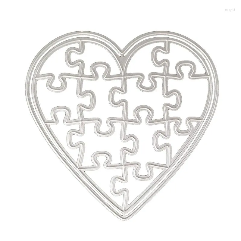 Gift Wrap Heart Puzzle Metal Cutting Dies Stencil DIY Scrapbooking Paper Card Template Mold Embossing Craft Decoration