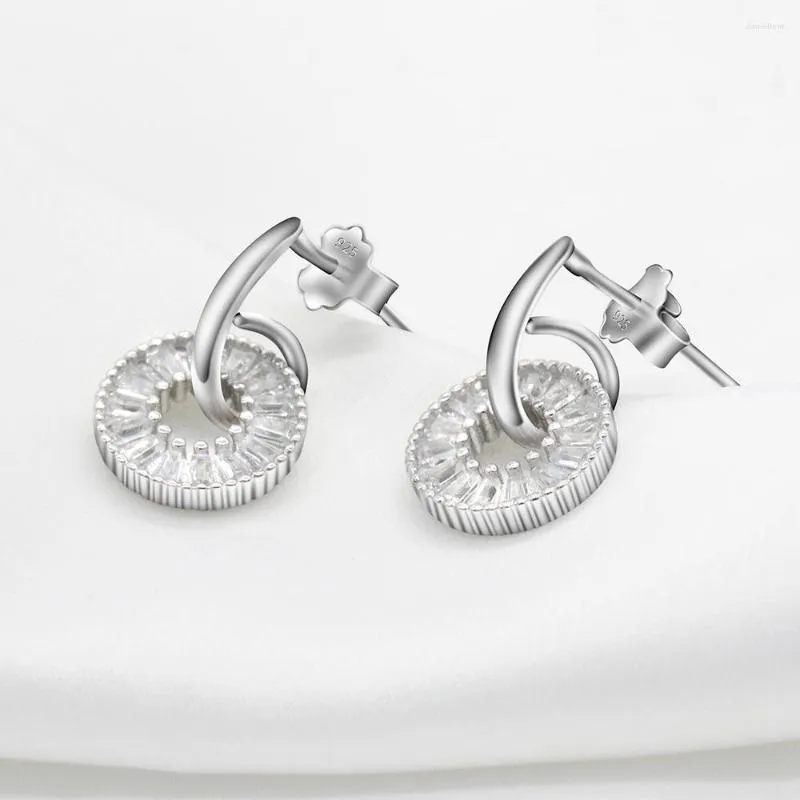 Kolczyki stadnorskie Silver 925 Okrągłe kształt prostokąt CZ Koreańska modna biżuteria dla kobiet Girls Wedding Gift