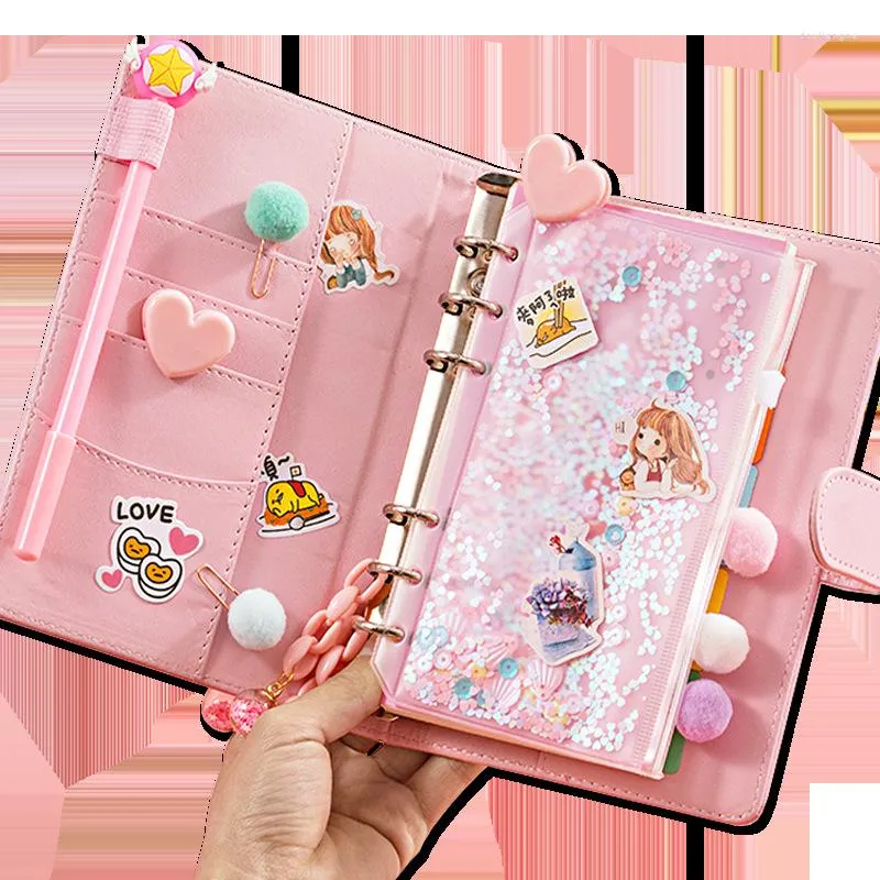 Schattige roze dagboek lederen cover case handboek Office Personal Binder Weekly Planner/Agenda Organizer