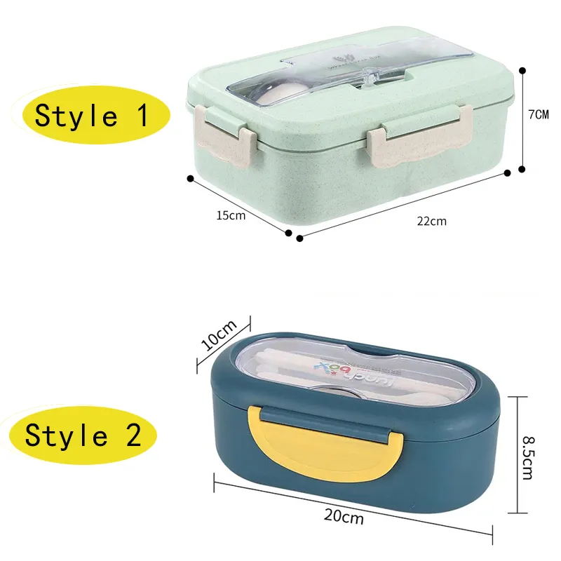 Mikrovågsugn Lunchlåda Vete Straw Ceries Food Storage Container Children Children School Office Portable Bento Box Lunch Bag GG02L256K