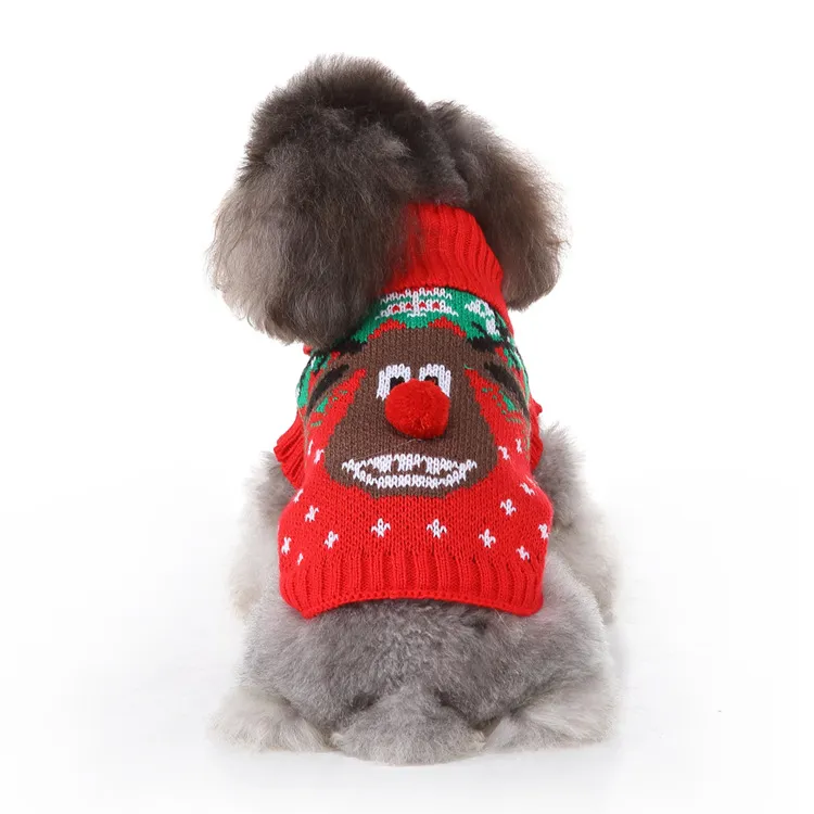 冬の犬のアパレルセーター小猫服の子犬のクリスマスのためのかぎ針編みクロシュクロスクリスマス犬ジャージーホリデー